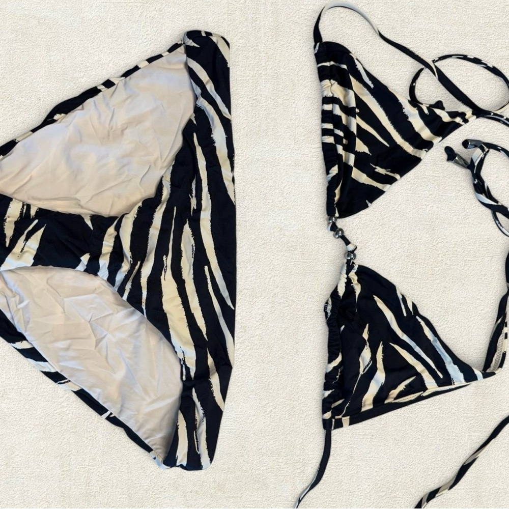 Zebra Print Triangle Bikini Set - image 1